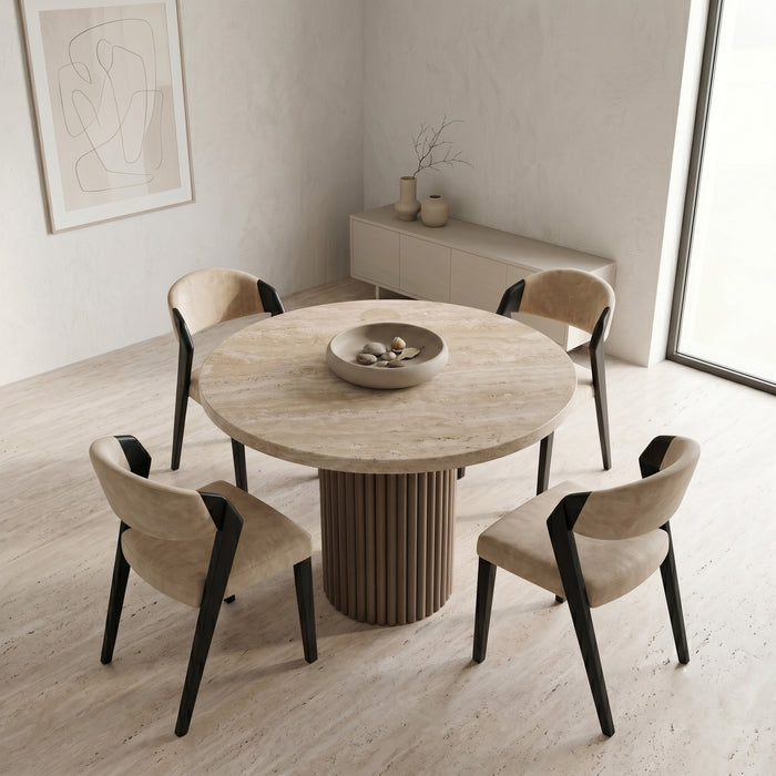 Lunera Traverten Yuvarlak Yemek Masası 120x120