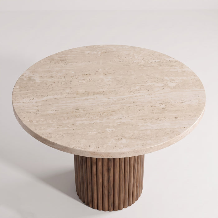 Lunera Traverten Yuvarlak Yemek Masası 120x120