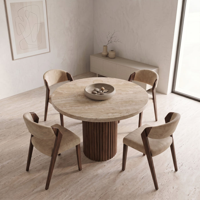 Lunera Traverten Yuvarlak Yemek Masası 120x120