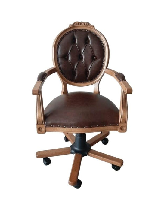 Madalyon Ahşap İşlemeli Çalışma Sandalyesi