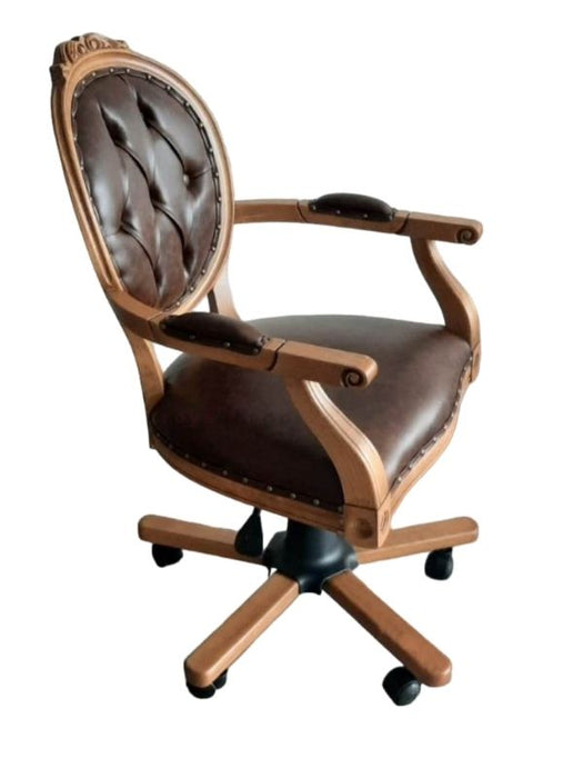 Madalyon Ahşap İşlemeli Çalışma Sandalyesi