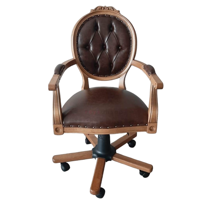 Madalyon Ahşap İşlemeli Çalışma Sandalyesi