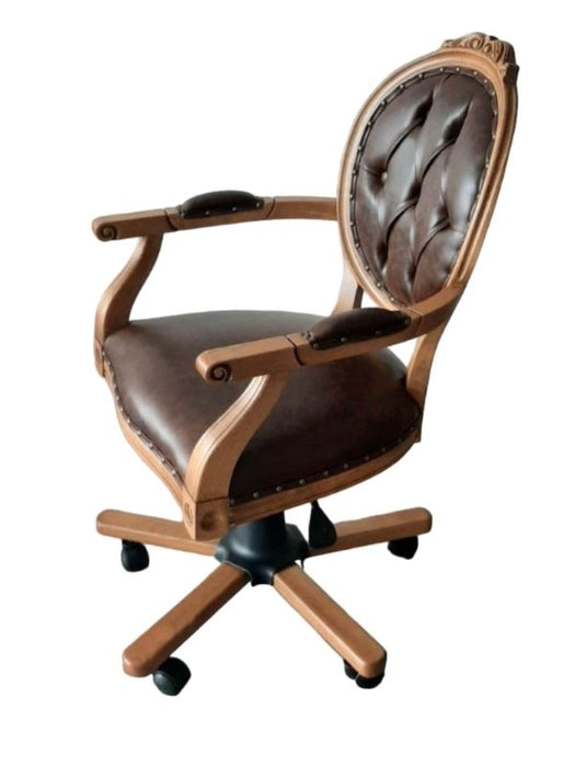 Madalyon Ahşap İşlemeli Çalışma Sandalyesi