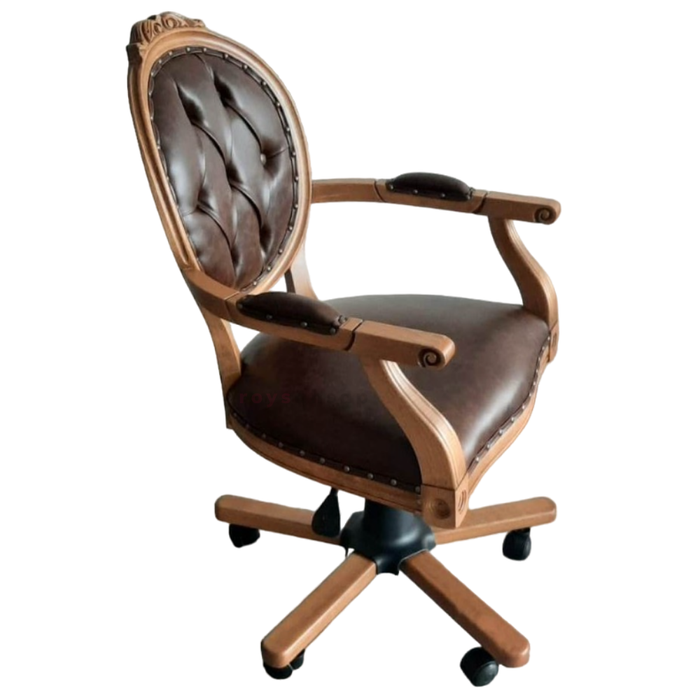 Madalyon Ahşap İşlemeli Çalışma Sandalyesi