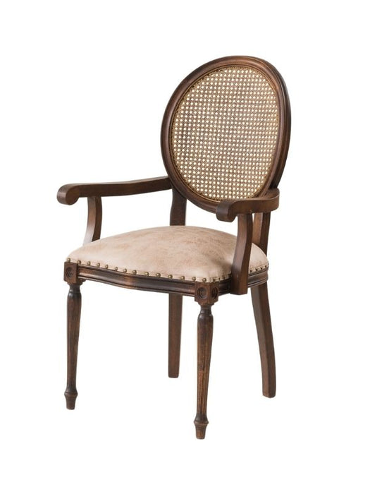 Madalyon Kolçaklı Hazeranlı Ahşap Klasik Sandalye