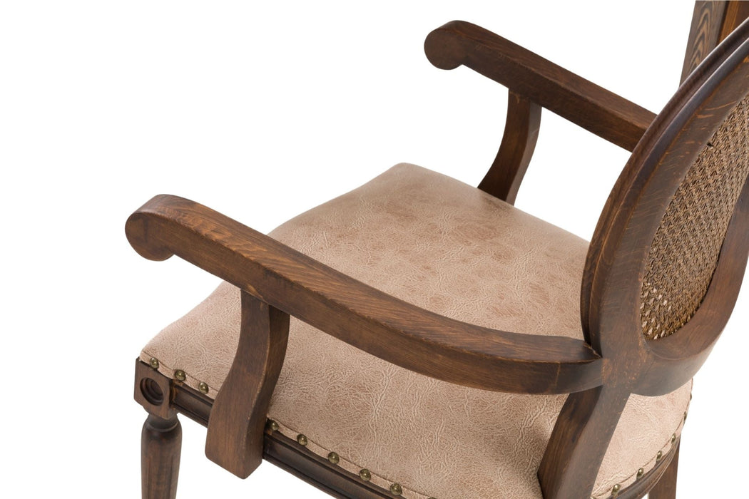 Madalyon Kolçaklı Hazeranlı Ahşap Klasik Sandalye