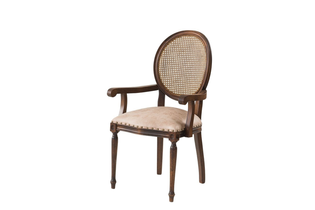 Madalyon Kolçaklı Hazeranlı Ahşap Klasik Sandalye