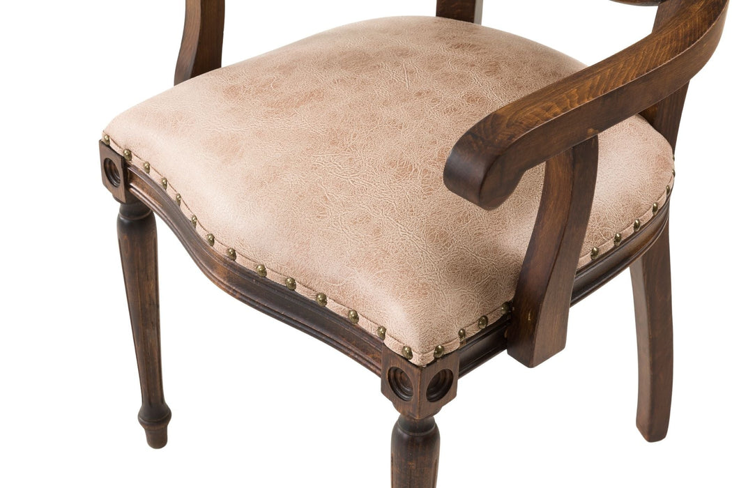 Madalyon Kolçaklı Hazeranlı Ahşap Klasik Sandalye