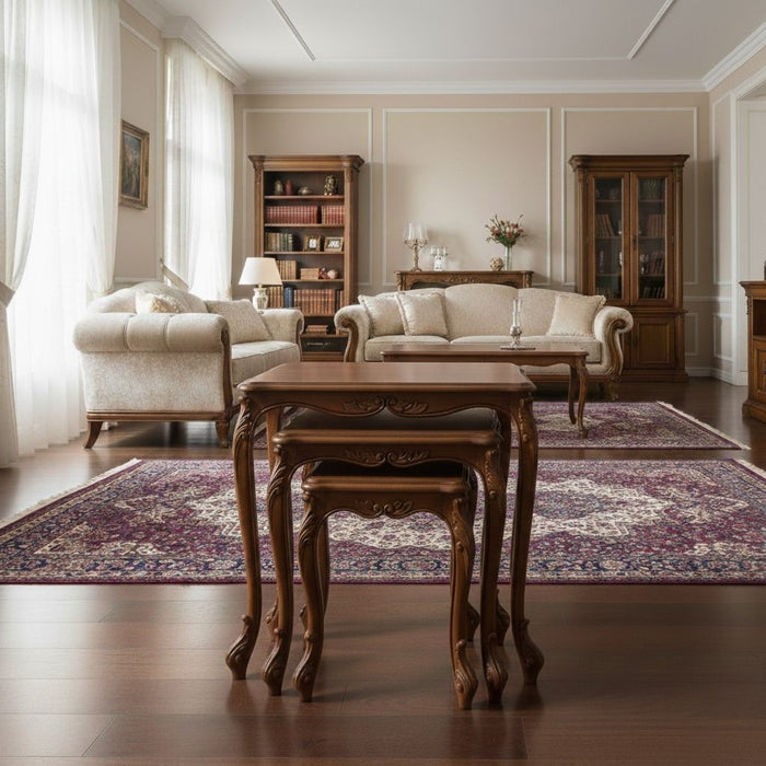 Majestic Fransız Still 3'lü Ahşap Zigon Sehpa