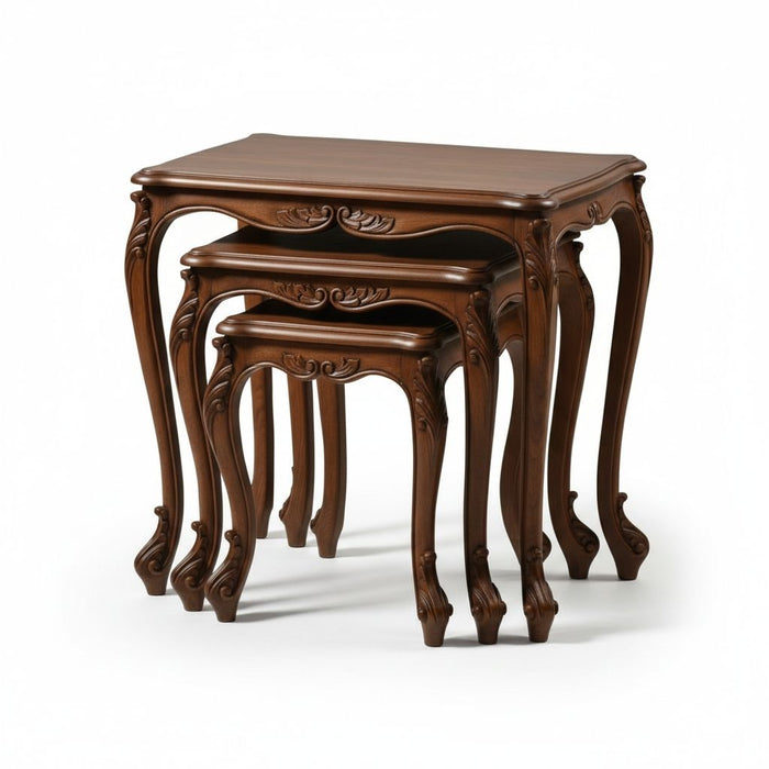 Majestic Fransız Still 3'lü Ahşap Zigon Sehpa