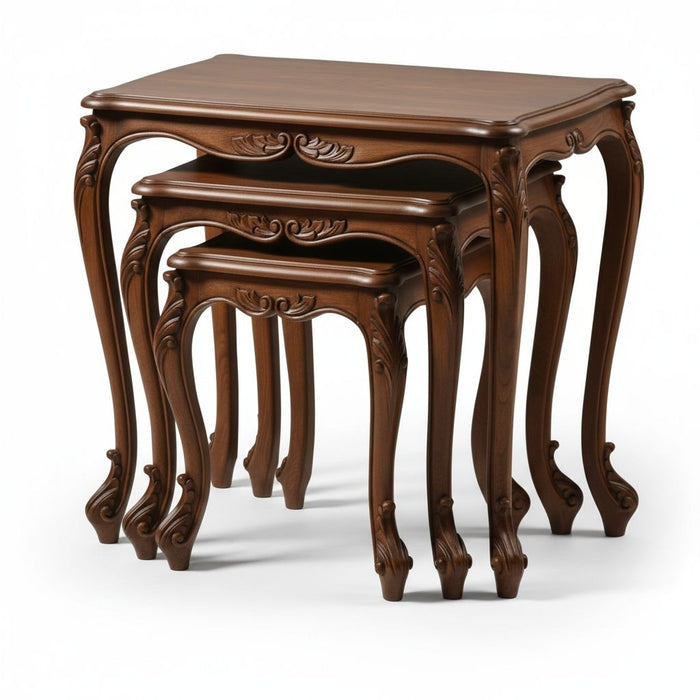 Majestic Fransız Still 3'lü Ahşap Zigon Sehpa