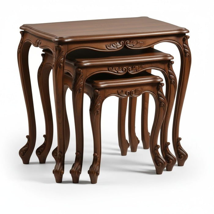 Majestic Fransız Still 3'lü Ahşap Zigon Sehpa