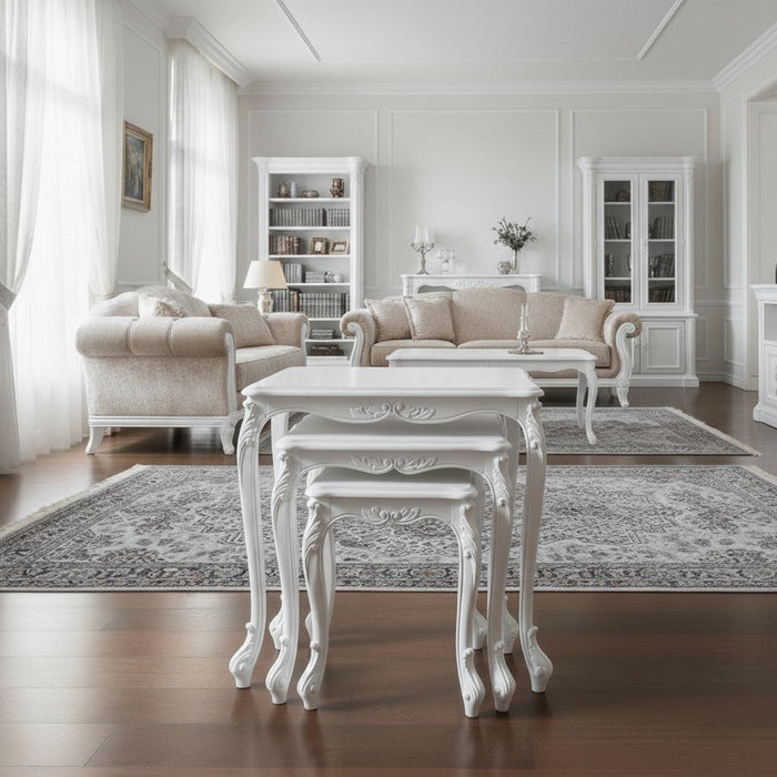 Majestic Fransız Still 3'lü Ahşap Zigon Sehpa