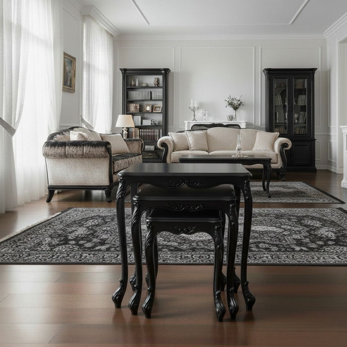 Majestic Fransız Still 3'lü Ahşap Zigon Sehpa