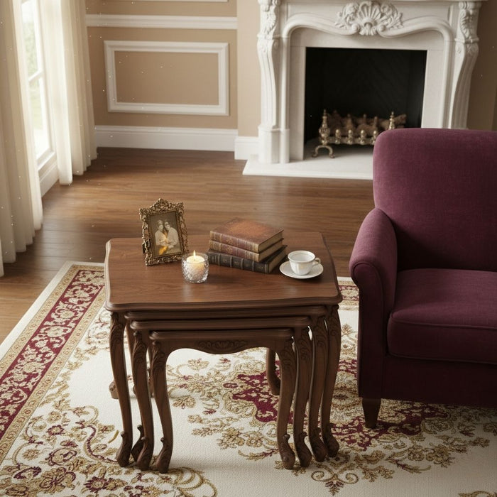 Majestic Fransız Still 4'lü Ahşap Zigon Sehpa