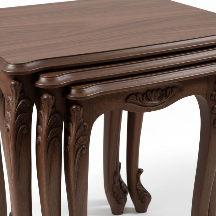 Majestic Fransız Still 4'lü Ahşap Zigon Sehpa