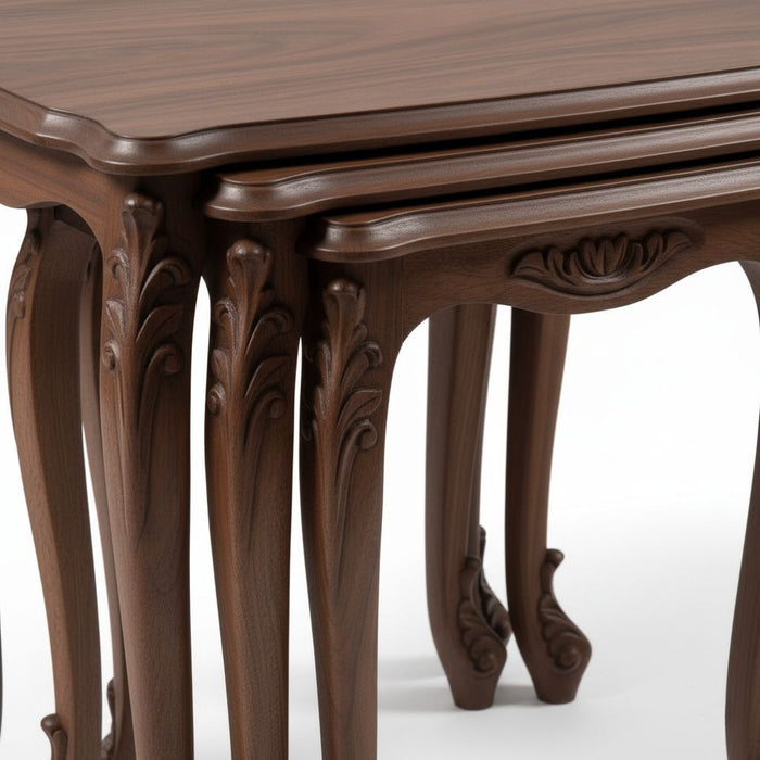 Majestic Fransız Still 4'lü Ahşap Zigon Sehpa