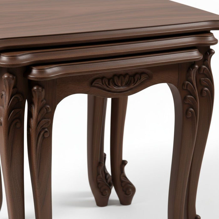 Majestic Fransız Still 4'lü Ahşap Zigon Sehpa