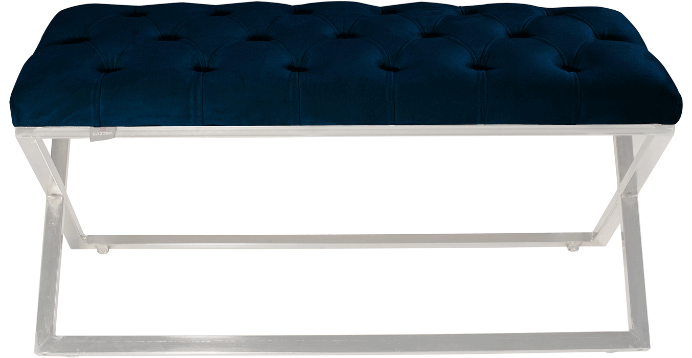 Varcera Silver Puf - Gümüş Kaplama Kapitoneli Chester Model Bench Puf