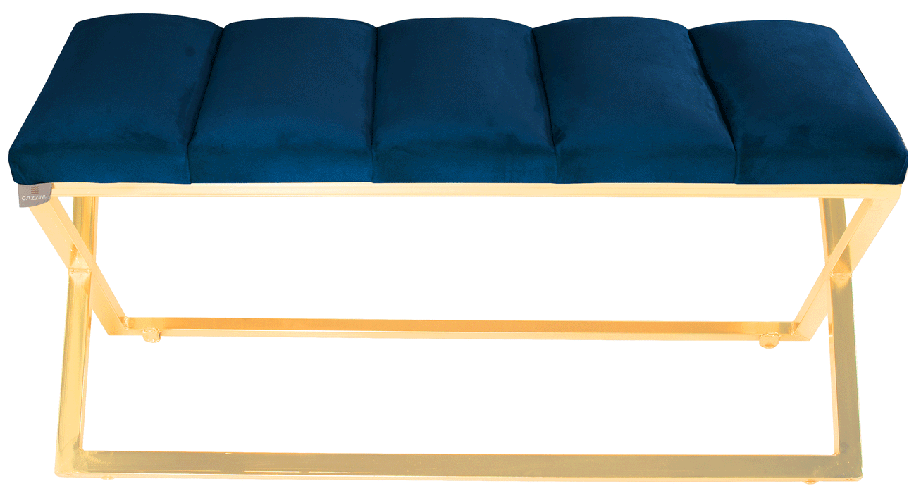 Varcera Gold Puf - Gold Kaplama Metal Ayaklı Dilimli Model Bench Puf