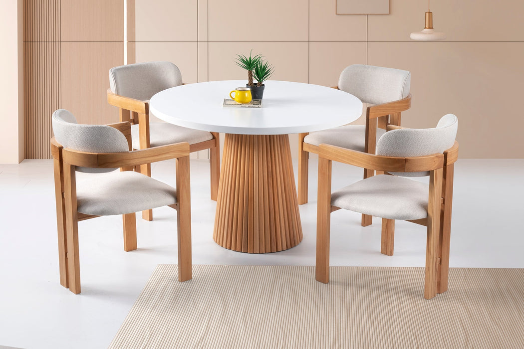 Milas Natural Ahşap Bohem Yemek Masası 110x110