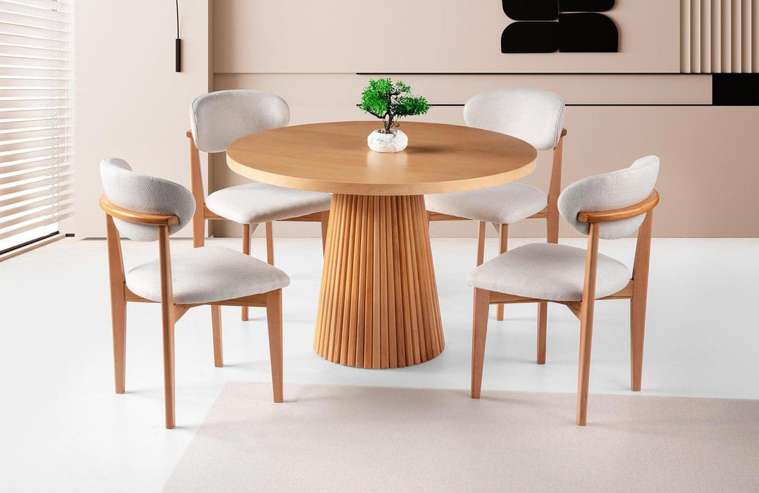 Milas Natural Ahşap Bohem Yemek Masası 110x110