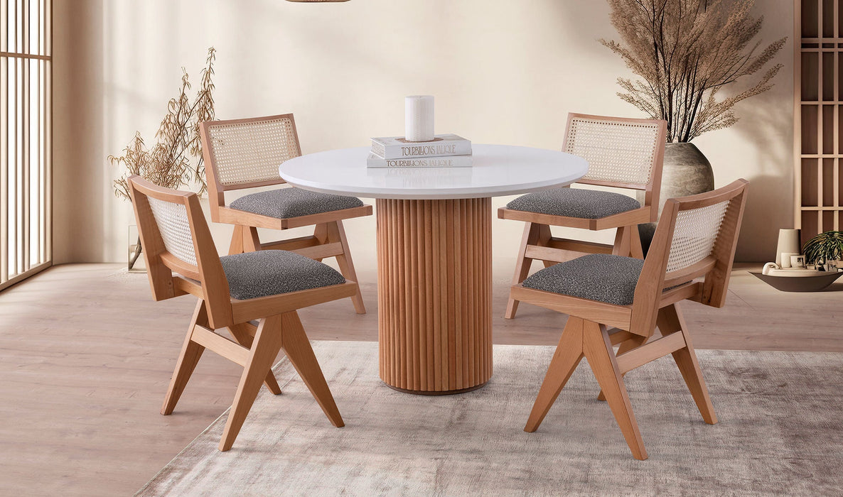 Miles İskandinav Natural Ahşap Bohem Masa Sandalye Takımı 100x100