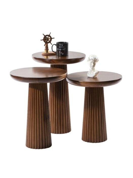 Mira Bohem Üçlü Ahşap Zigon Sehpa