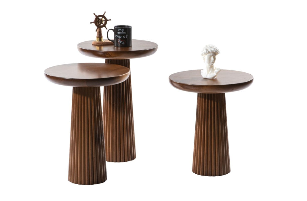 Mira Bohem Üçlü Ahşap Zigon Sehpa