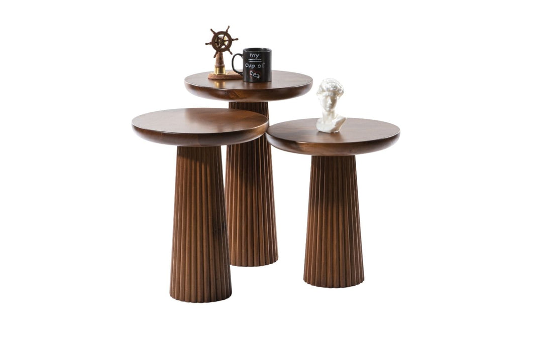 Mira Bohem Üçlü Ahşap Zigon Sehpa