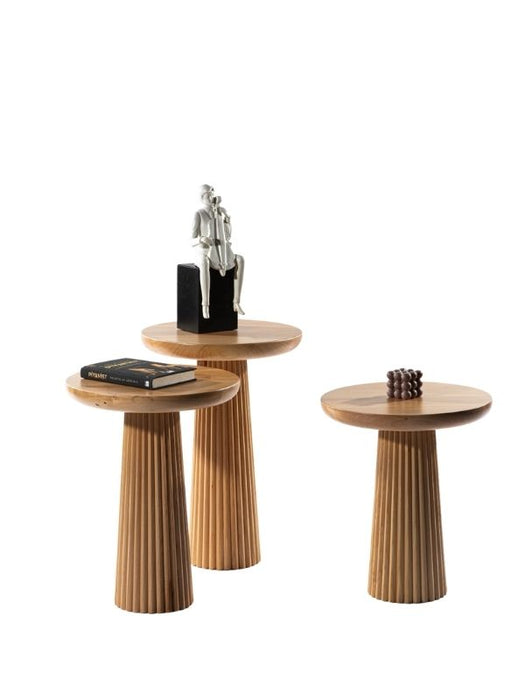 Mira Bohem Üçlü Ahşap Zigon Sehpa