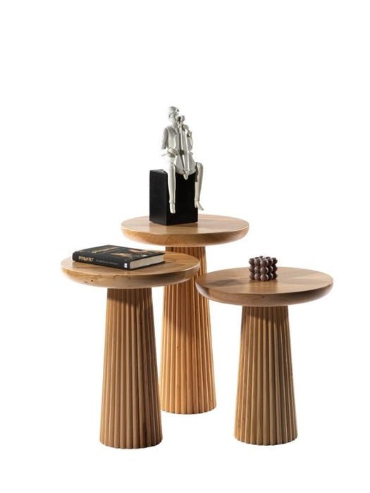 Mira Bohem Üçlü Ahşap Zigon Sehpa