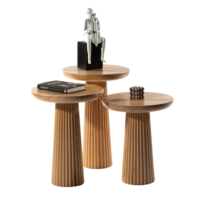 Mira Bohem Üçlü Ahşap Zigon Sehpa