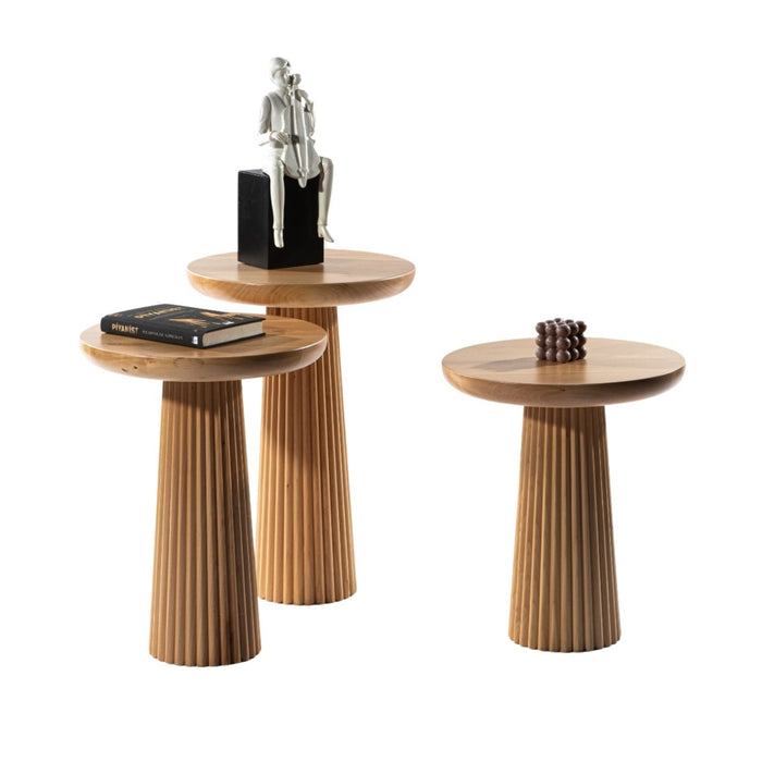 Mira Bohem Üçlü Ahşap Zigon Sehpa