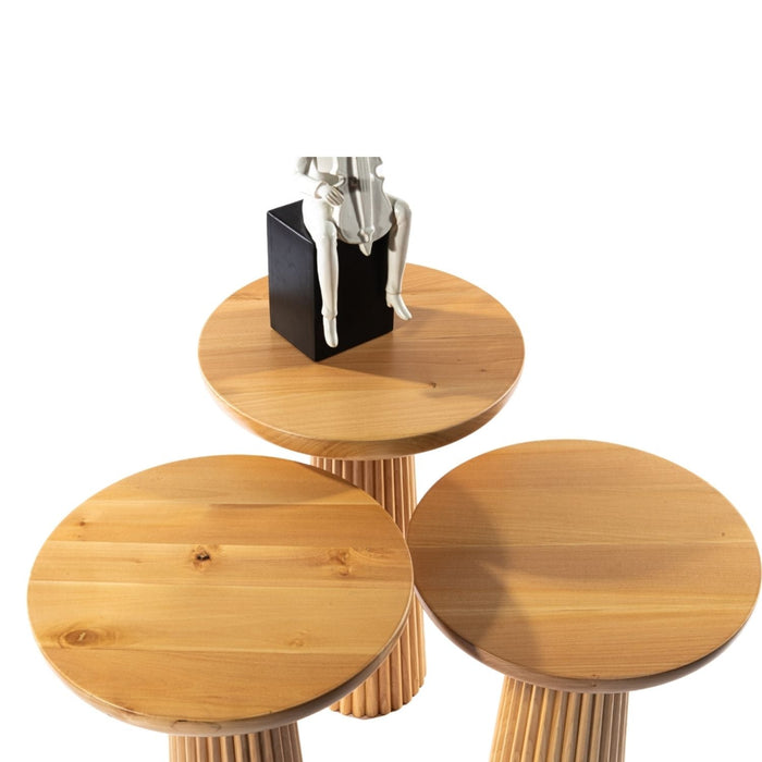 Mira Bohem Üçlü Ahşap Zigon Sehpa