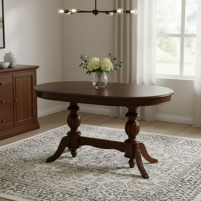 Montclair Çift Baba Ayaklı Masif Ahşap Oval Yemek Masası 100x170