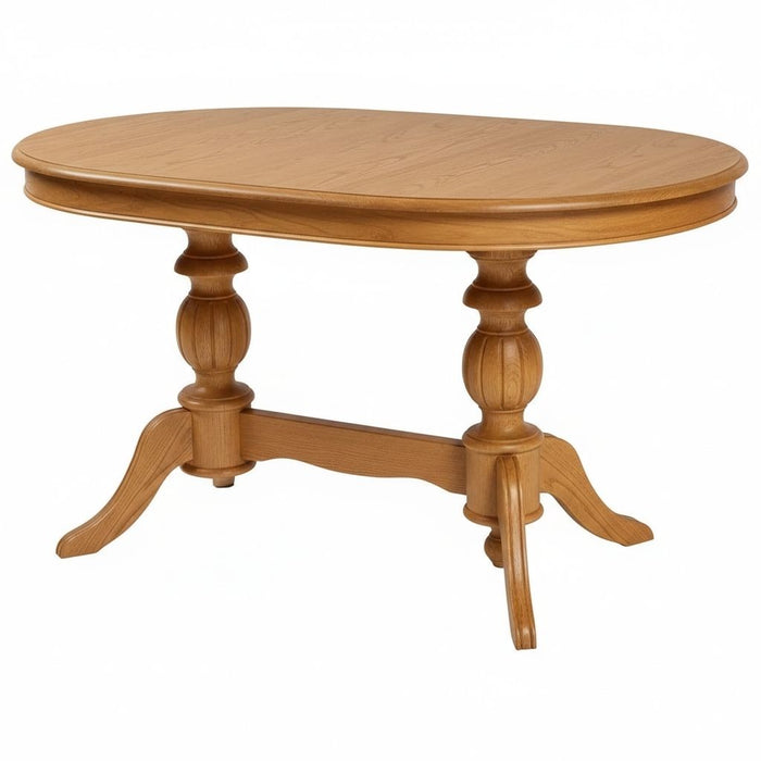 Montclair Çift Baba Ayaklı Masif Ahşap Oval Yemek Masası 100x170