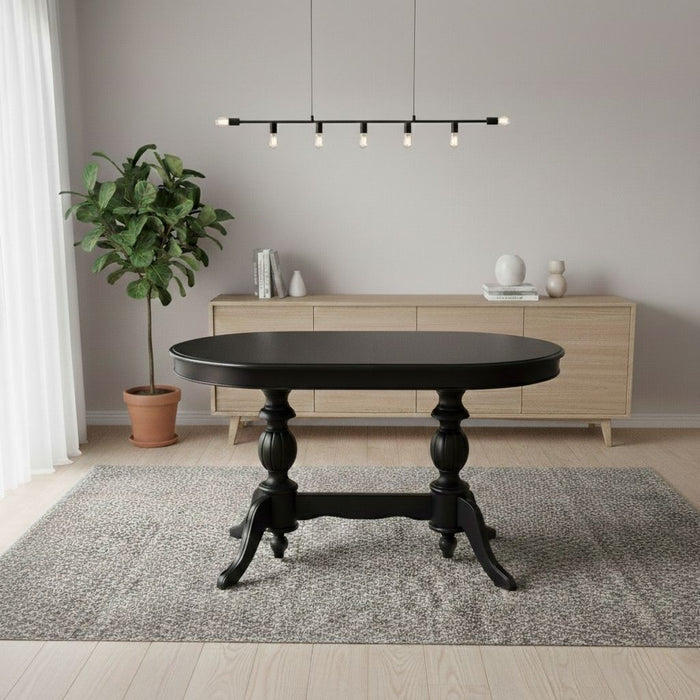 Montclair Çift Baba Ayaklı Masif Ahşap Oval Yemek Masası 100x170