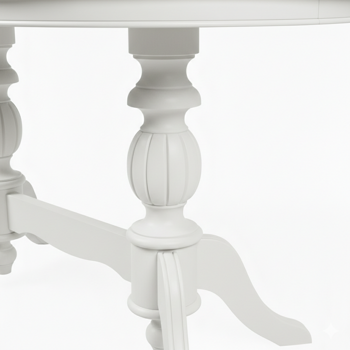 Lindon Çift Baba Ayaklı Açılır Masif Ahşap Oval Yemek Masası 100x170