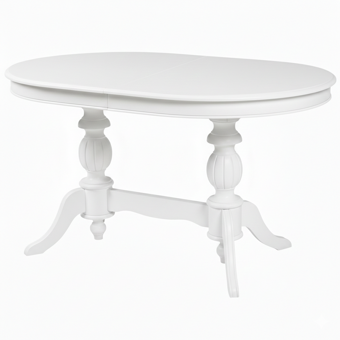 Lindon Çift Baba Ayaklı Açılır Masif Ahşap Oval Yemek Masası 100x170