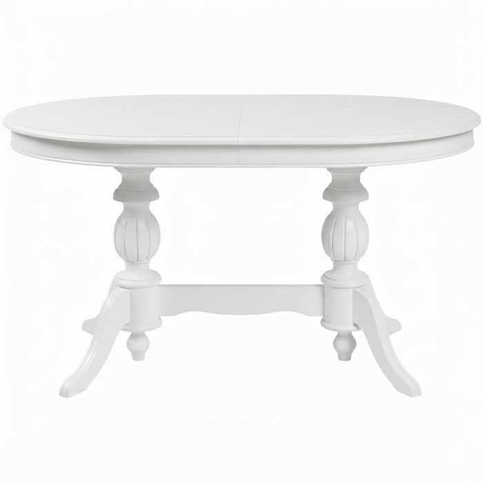 Lindon Çift Baba Ayaklı Açılır Masif Ahşap Oval Yemek Masası 100x170