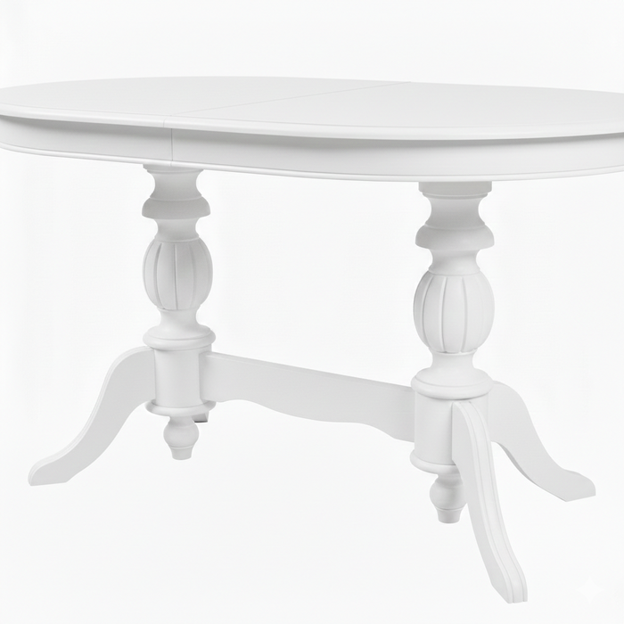 Lindon Çift Baba Ayaklı Açılır Masif Ahşap Oval Yemek Masası 100x170