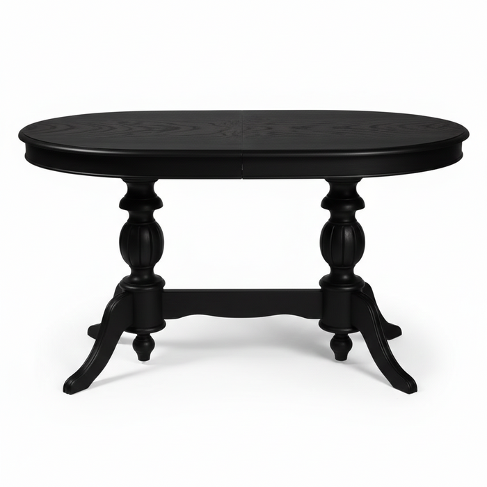 Lindon Çift Baba Ayaklı Açılır Masif Ahşap Oval Yemek Masası 100x170