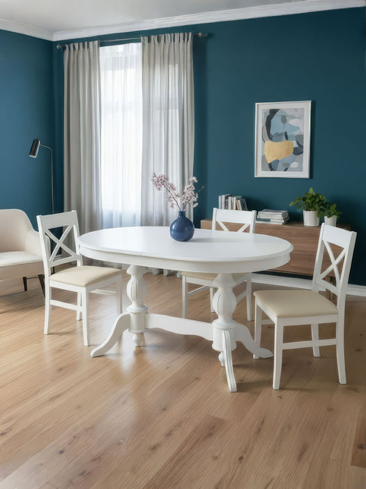 Montclair Çift Baba Ayaklı Masif Ahşap Oval Yemek Masası 100x170