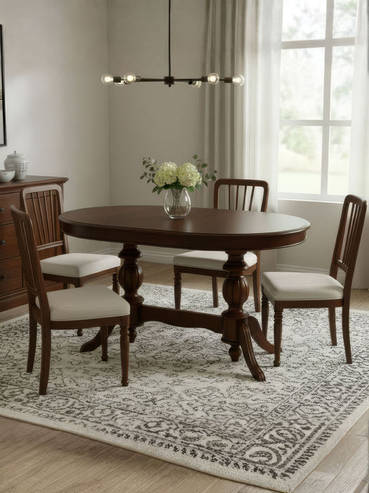 Montclair Çift Baba Ayaklı Masif Ahşap Oval Yemek Masası 100x170