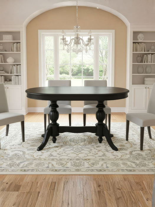 Montclair Çift Baba Ayaklı Masif Ahşap Oval Yemek Masası 100x170