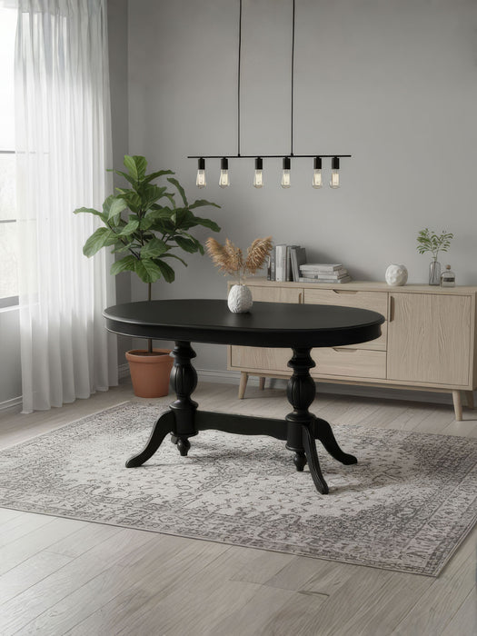 Montclair Çift Baba Ayaklı Masif Ahşap Oval Yemek Masası 100x170