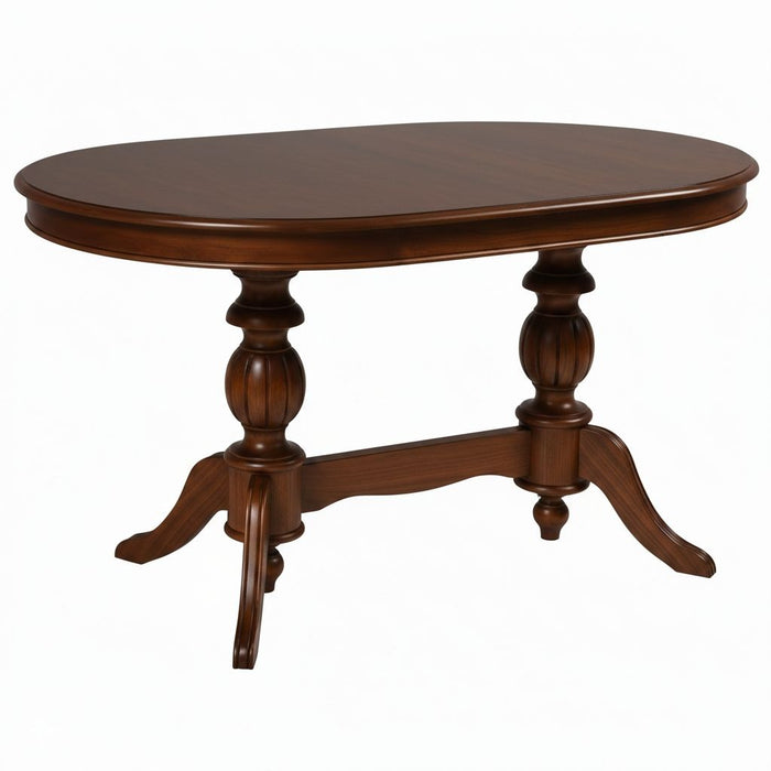 Montclair Çift Baba Ayaklı Masif Ahşap Oval Yemek Masası 90x140