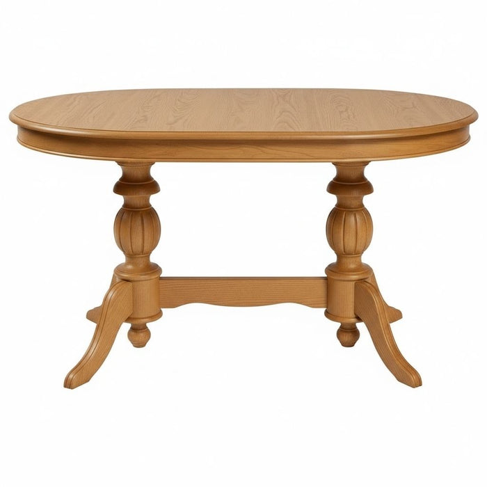 Montclair Çift Baba Ayaklı Masif Ahşap Oval Yemek Masası 90x140