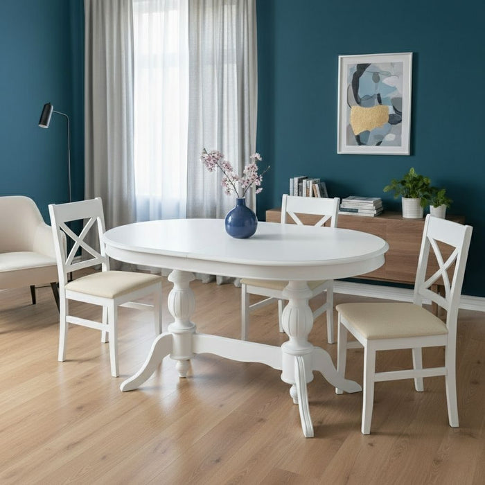 Montclair Çift Baba Ayaklı Masif Ahşap Oval Yemek Masası 100x170